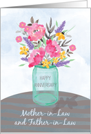 Inlaws Anniversary Jar Vase with Flowers card