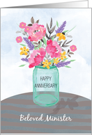 Minister Anniversary Jar Vase with Flowers card