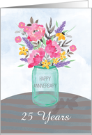 25th Wedding Anniversary Customize Year Jar Vase with Flowers card