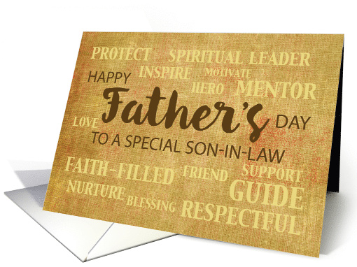 Son in Law Religious Fathers Day QualitiesTypography card (1523346)