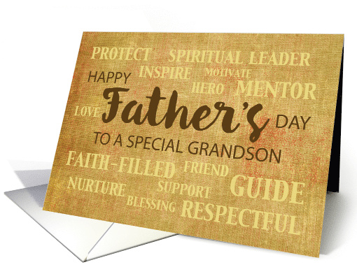 Grandson Religious Fathers Day Qualities card (1524932)