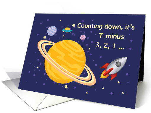 Birthday Planets in Outer Space with Rocket Ship card (1525570)
