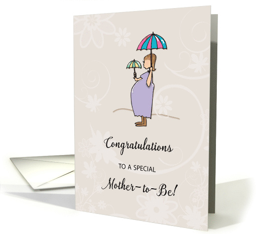 Mother to be Congratulations Pregnant Woman with Umbrellas card