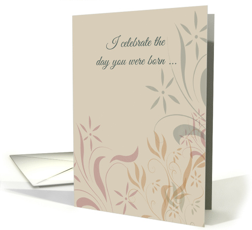 Friend Birthday Soft Floral Botanical Flowers and Swirls card (152752)