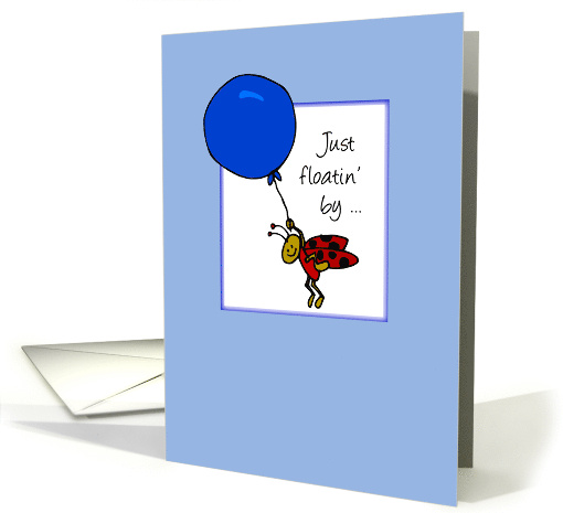 Thinking of You Ladybug Holding Blue Balloon card (152770)