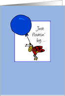 Thinking of You Ladybug Holding Blue Balloon card