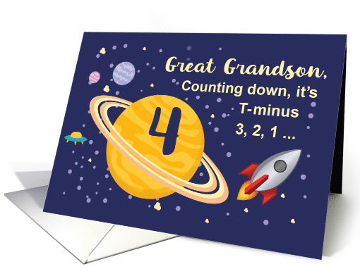 Great Grandson 4th Birthday Planets in Outer Space with... (1529670)