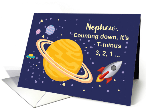 Nephew Birthday Planets in Outer Space with Rocket Ship card (1529700)