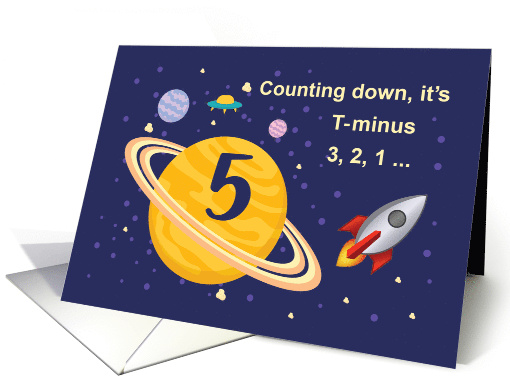 5th Birthday Planets in Outer Space with Rocket Ship card (1529782)