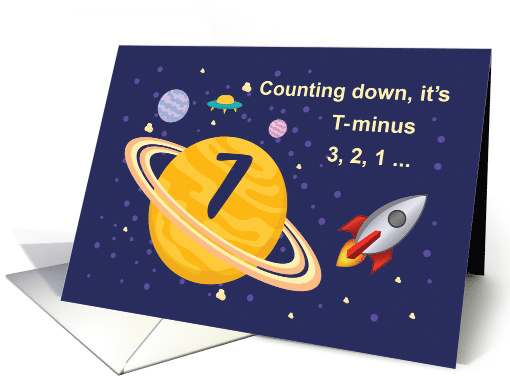 7th Birthday Planets in Outer Space with Rocket Ship card (1529786)