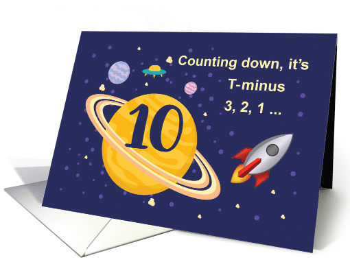 10th Birthday Planets in Outer Space with Rocket Ship card (1529792)