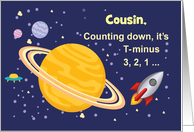 Custom Relationship Cousin Birthday Planets in Outer Space card