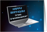 Great Granddaughter Birthday with Computer card