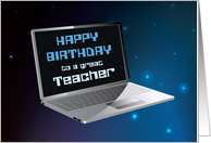 Computer Teacher From All of Us Birthday with Computer card