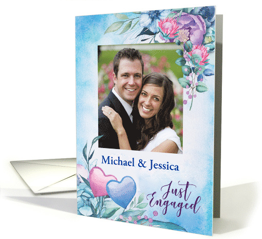 Parents of Groom Photo Engagement Announcement Purple and... (1530666)