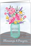 Sister Religious Nun Get Well Blessings Jar Vase with Flowers card