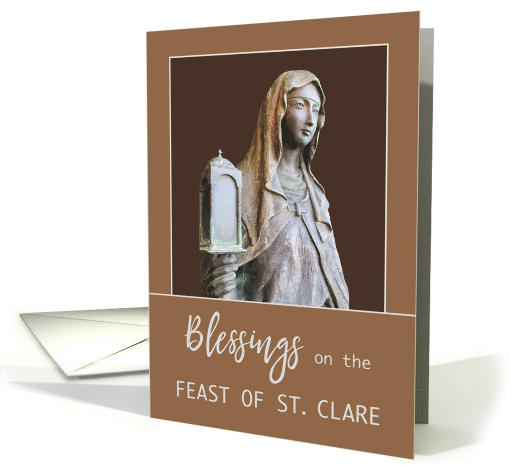 Feast Day St Clare of Assisi Holding Lantern Feast Day Blessings card