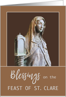 Feast Day St Clare of Assisi Holding Lantern Feast Day Blessings card