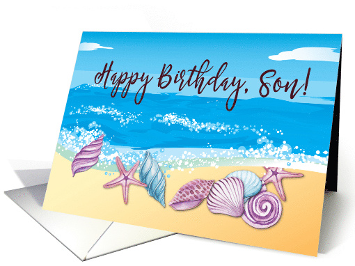 Birthday to Grown Son With Treasured Seashells on Beach card (1532054)