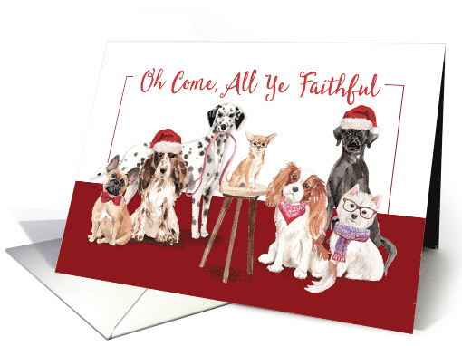 Dogs O Come All Ye Faithful Christmas card (1532072)