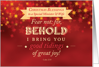 Minister and Wife Christmas Blessings Red Gold Stars card