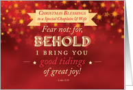 Chaplain and Wife Christmas Blessings Red Gold Stars card