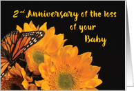 Custom Year Second Anniversary of Loss of Baby Butterfly on Sunflowers card