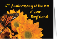 Custom Year Fourth Anniversary of Loss of Boyfriend Sunflowers card