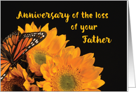 Anniversary of Loss of Father Butterfly on Sunflowers card