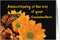 Anniversary of Loss of Grandmother Butterfly on Sunflowers card
