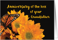 Anniversary of Loss of Grandfather Butterfly on Sunflowers card