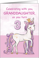 Granddaughter 3rd Birthday Pink Horse With Crown card
