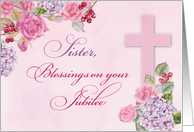 Nun Catholic Sister Anniversary of Religious Life Cross Flowers card