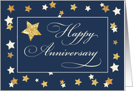 Employee Anniversary Navy Gold Effect Stars card