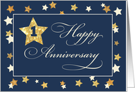 First Employee Anniversary Navy Gold Effect Stars card