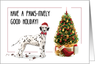 Funny Christmas Dalmation Dog and Tree card
