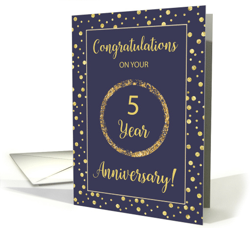 Five Years Business Anniversary Navy and Gold Look Dots card (1534074)