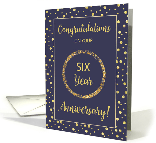 Six Years Business Anniversary Navy and Gold Look Dots card (1534076)