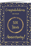 Six Years Business Anniversary Navy and Gold Look Dots card