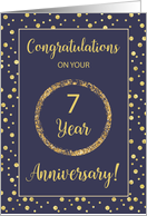 Seven Years Business Anniversary Navy and Gold Look Dots card