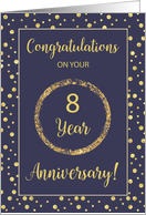 Eight Years Business Anniversary Navy and Gold Look Dots card