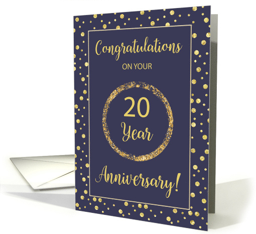 Twenty Years Business Anniversary Navy and Gold Look Dots card