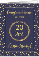 Twenty Years Business Anniversary Navy and Gold Look Dots card