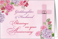 Goddaughter and Husband Religious Wedding Anniversary Rings Cross card