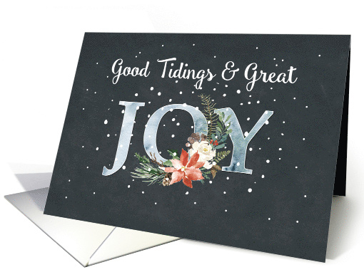 Great JOY Christmas Poinsettia and Snow on Black card (1534242)