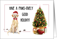 Yellow Labrador Retriever Funny Christmas Dog and Tree card