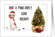 Brittany Funny Christmas Dog and Tree card