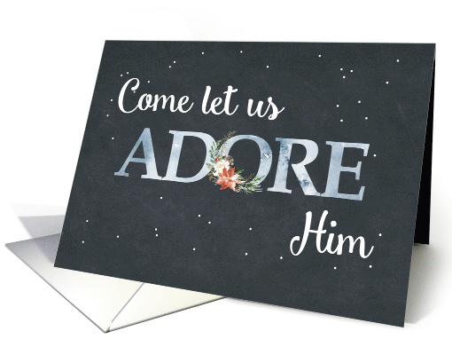 Let us Adore Him Christmas Poinsettia on Black card (1534446)