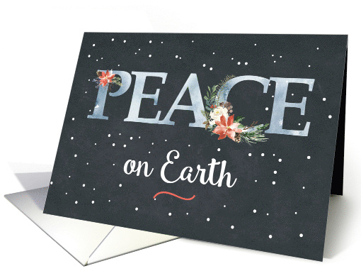 Peace on Earth Christmas Poinsettia on Black card (1534460)