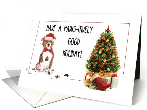 Staffordshire Bull Terrier Funny Christmas Dog with Tree card